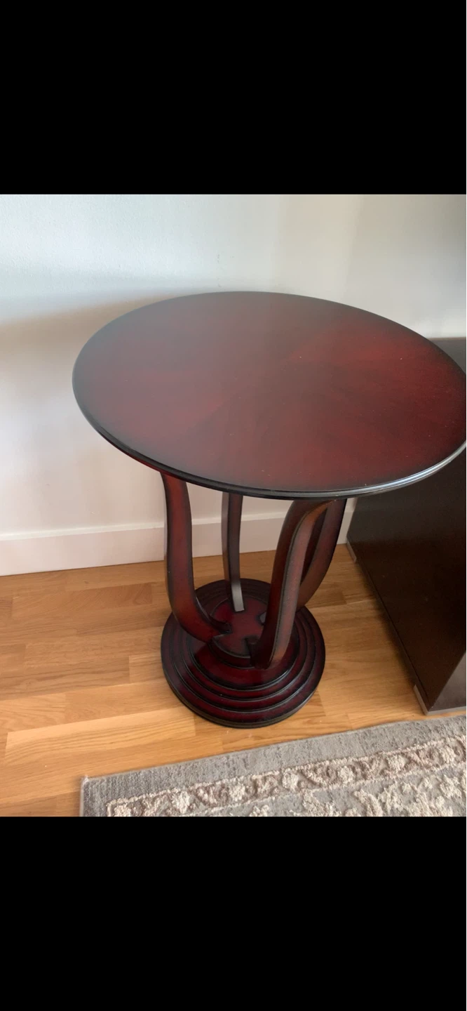 2 Round dark wood accent tables $ 100 both