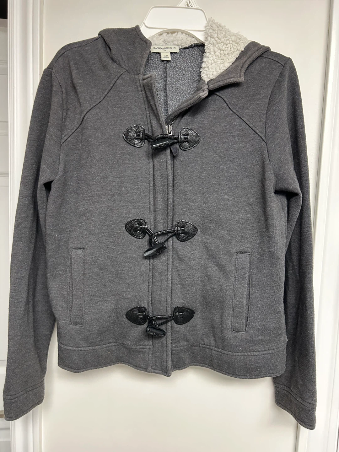Banana Republic Grey Hoodie Jacket with Toggle Closures - Size M