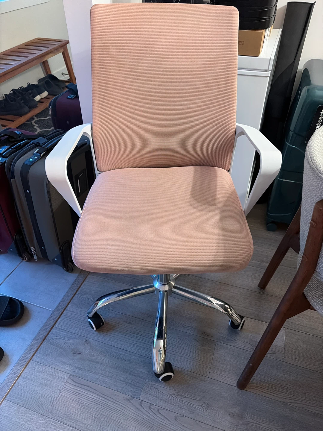Pink Office Chair with White Arms