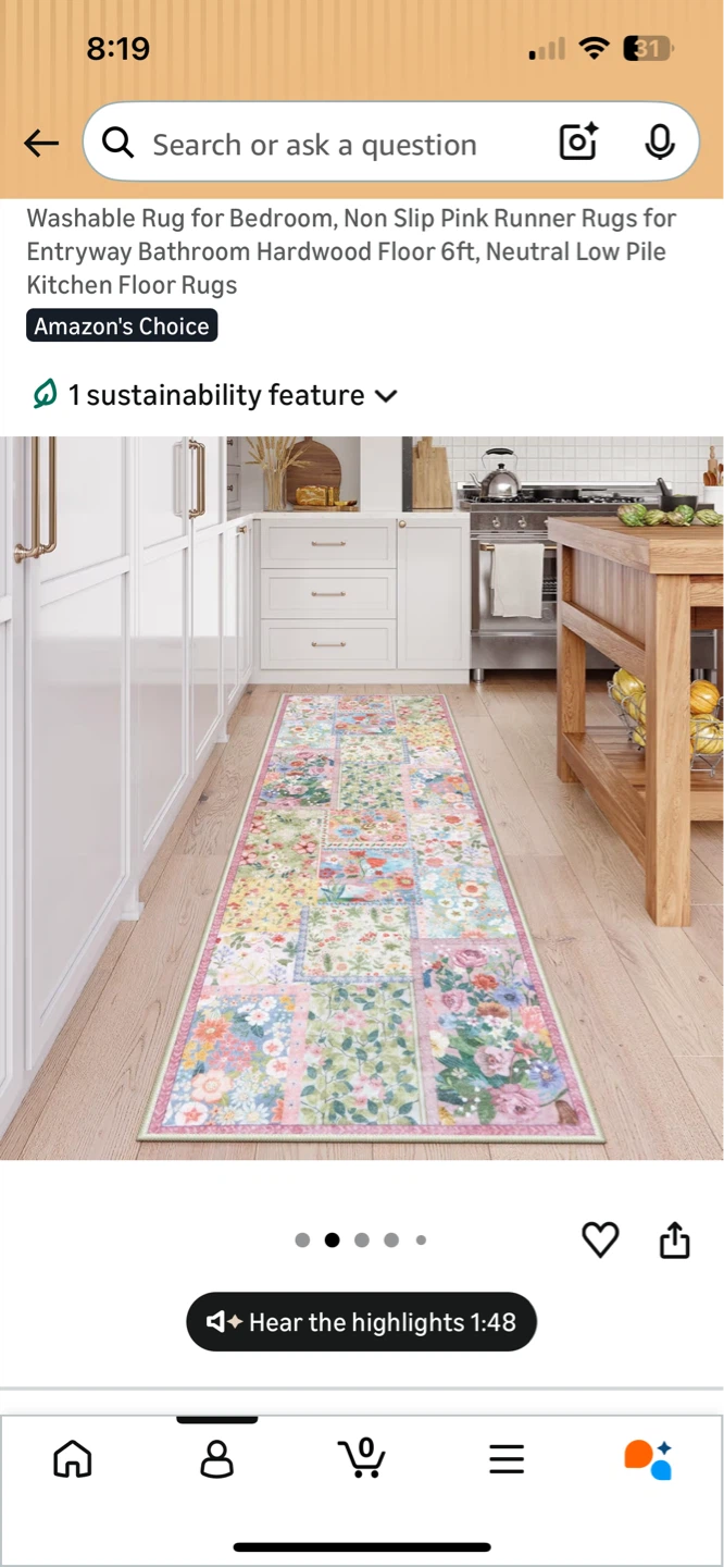LIVEBOX Pink 2' x 6' Runner Rug - Washable - photo 2