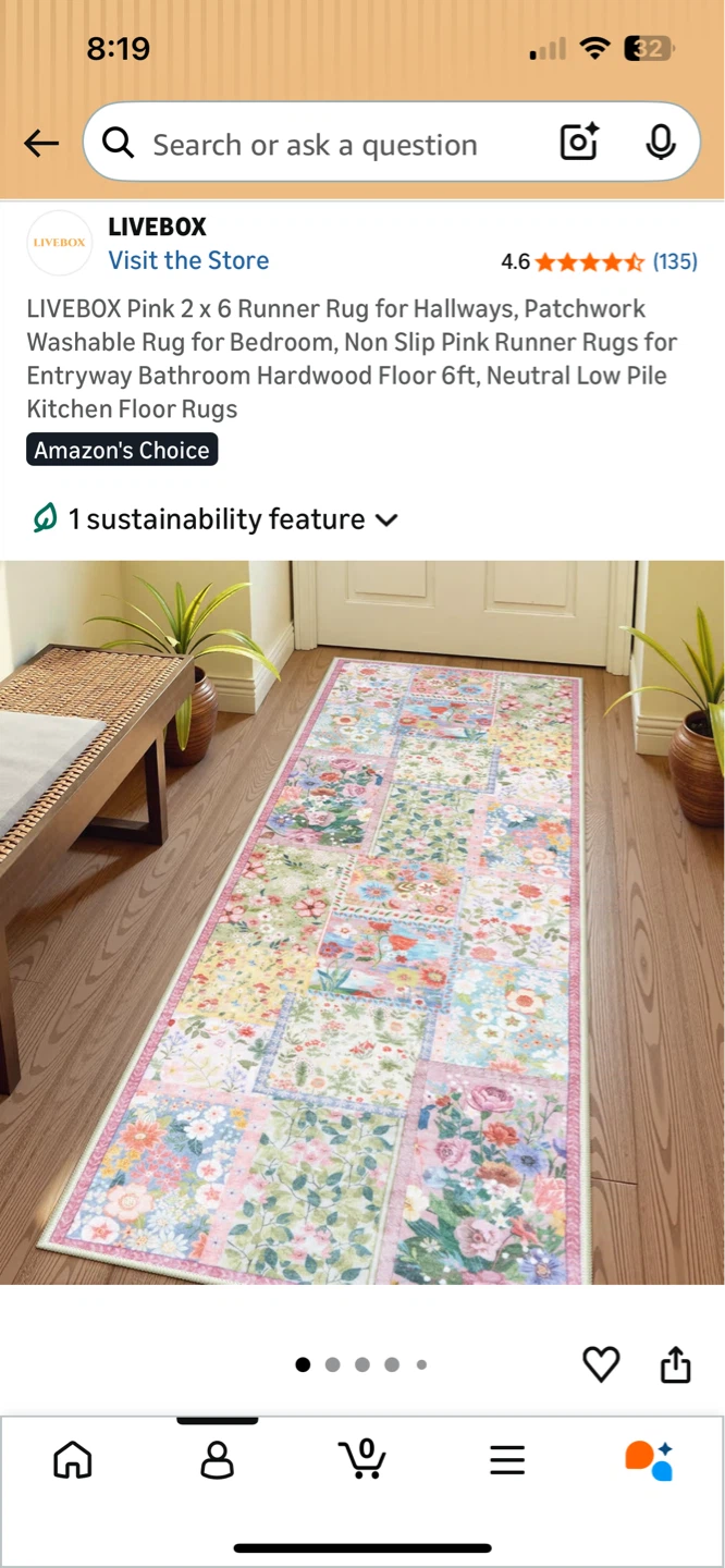 LIVEBOX Pink 2' x 6' Runner Rug - Washable