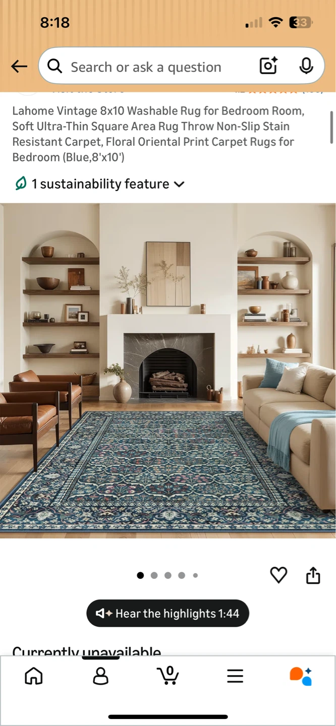 Lahome Vintage 8x10 Washable Rug