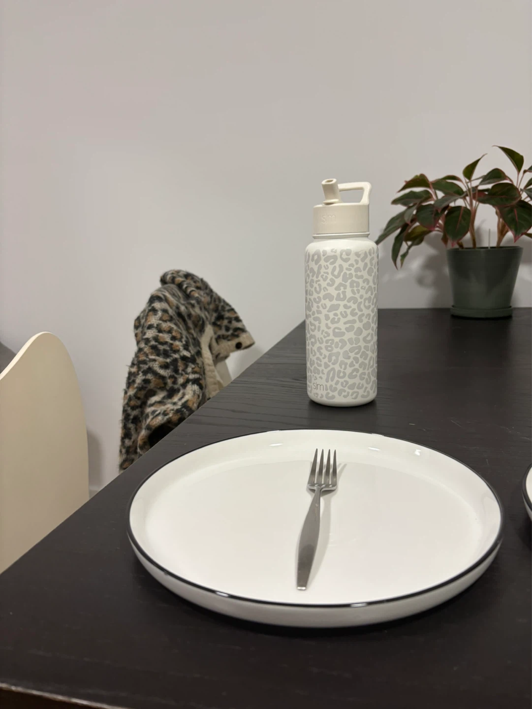 White Ceramic Dinner Plates with Black Rim (Set of 2) - photo 3