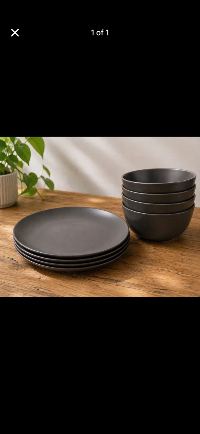 5 brown bowls and 4 plates