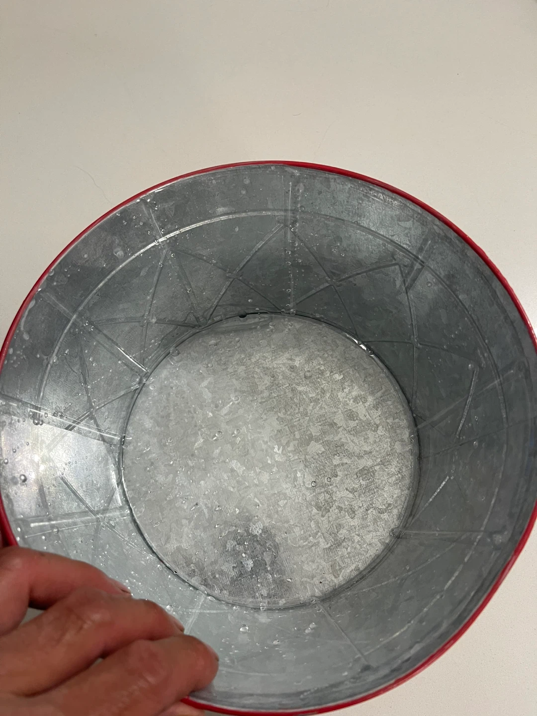Red and White Tin Pail Bucket - photo 2