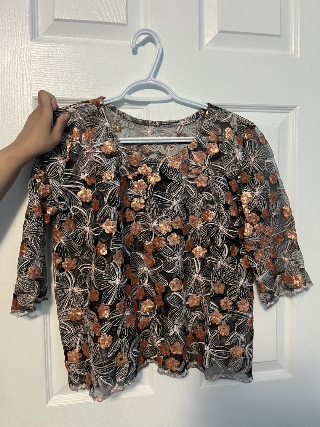 Sequin Floral Lace Top - photo 4