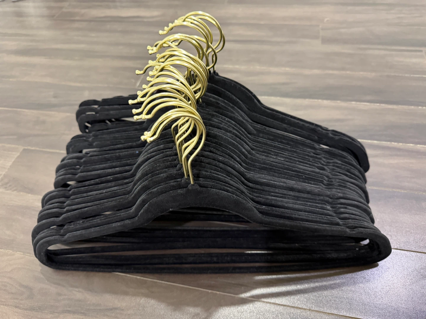 Black Velvet Hangers with Gold Hooks (Set of 30) - photo 3