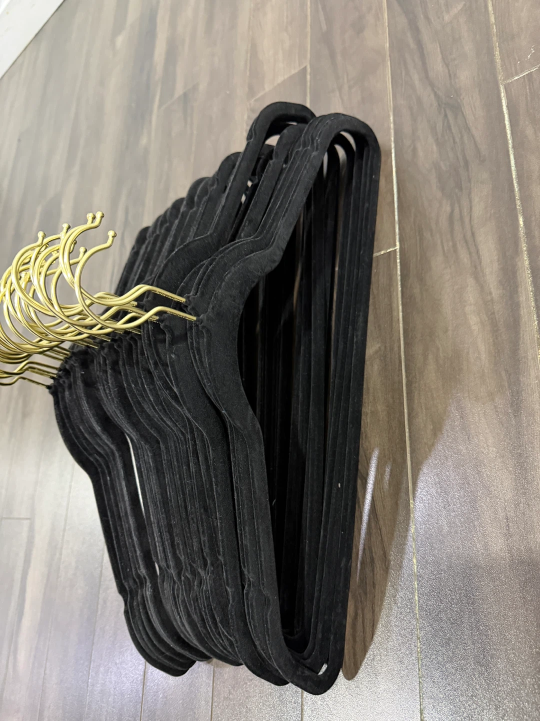 Black Velvet Hangers with Gold Hooks (Set of 30) - photo 2