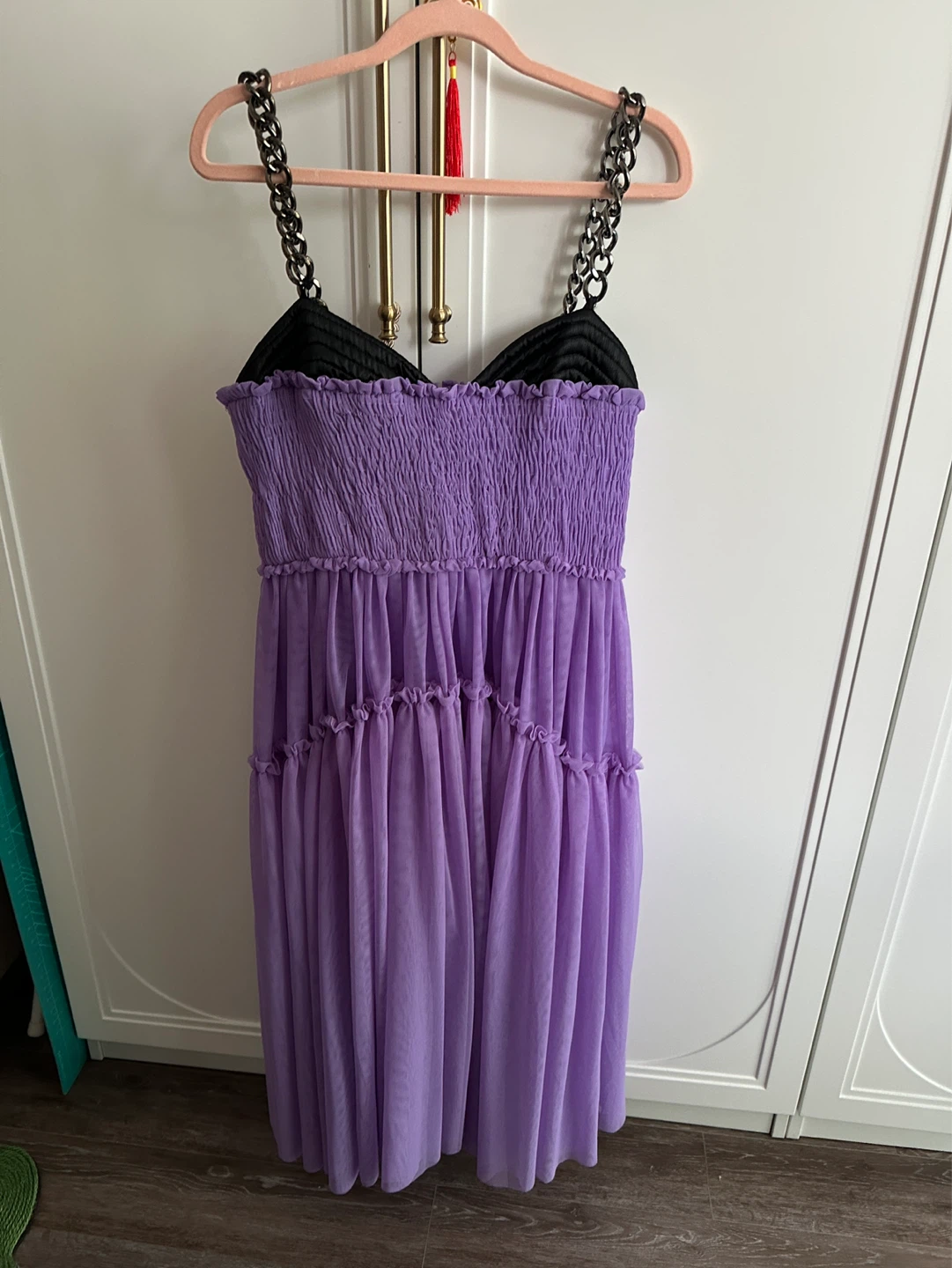 ASOS Lavender Tiered Midi Dress with Chain Straps 🌱