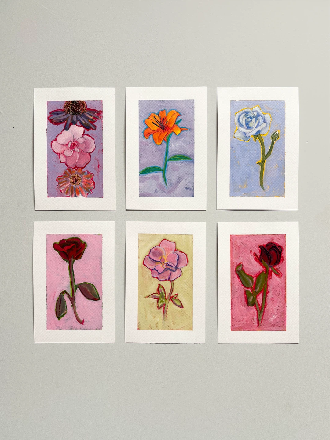 Original Floral Paintings - Set of 6