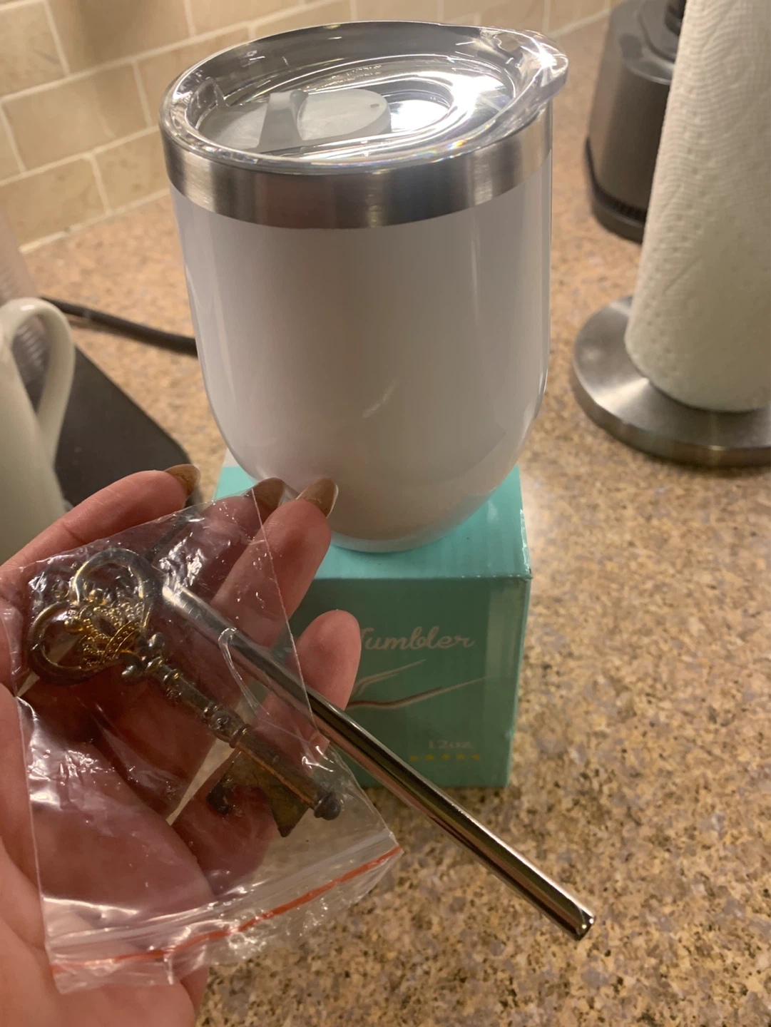 White Wine Tumbler 12oz with Straw and Lid - photo 2