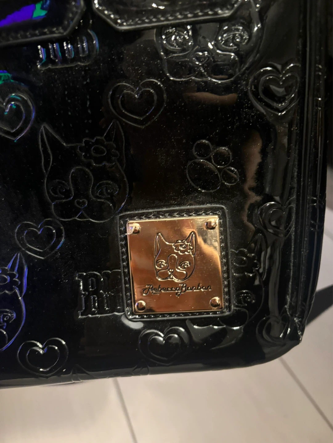 Rebecca Bon Bon Black Patent Satchel Bag - photo 3