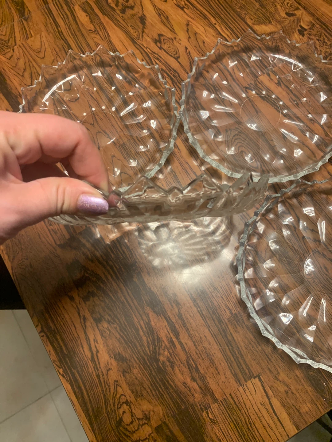 Set of 4 Clear Glass Dessert Plates - photo 2