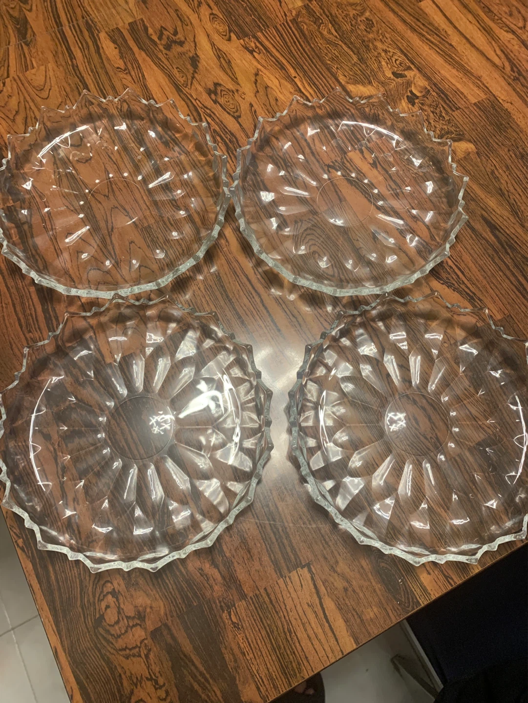Set of 4 Clear Glass Dessert Plates