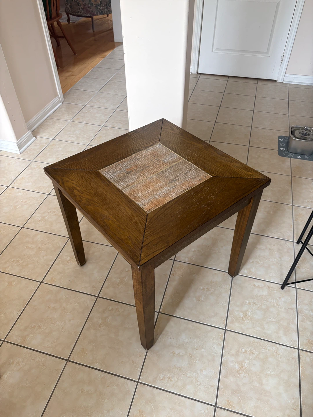 Square Accent Table with Wood Top