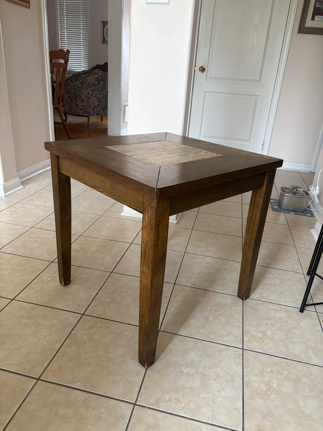 Square Accent Table with Wood Top - photo 2