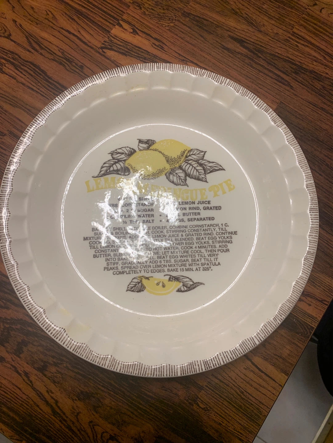 Royal China Co. Pie Plate - Lemon Meringue