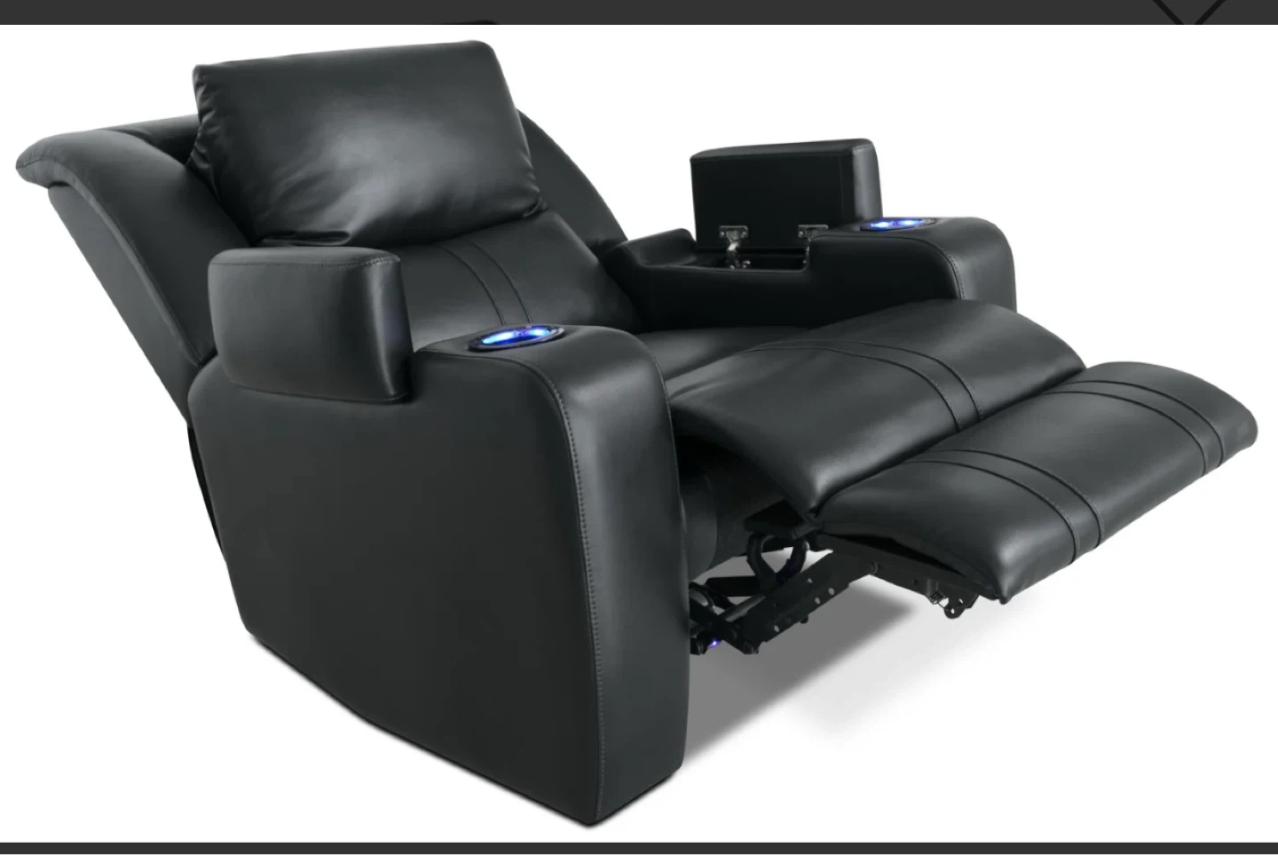 Black Leather Recliner with Cup Holders - photo 4