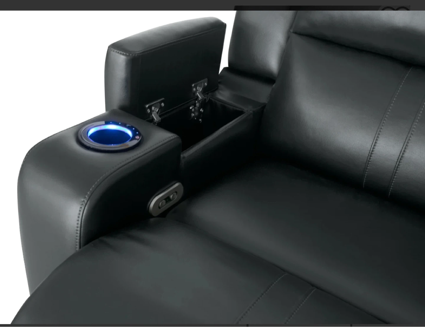Black Leather Recliner with Cup Holders - photo 3