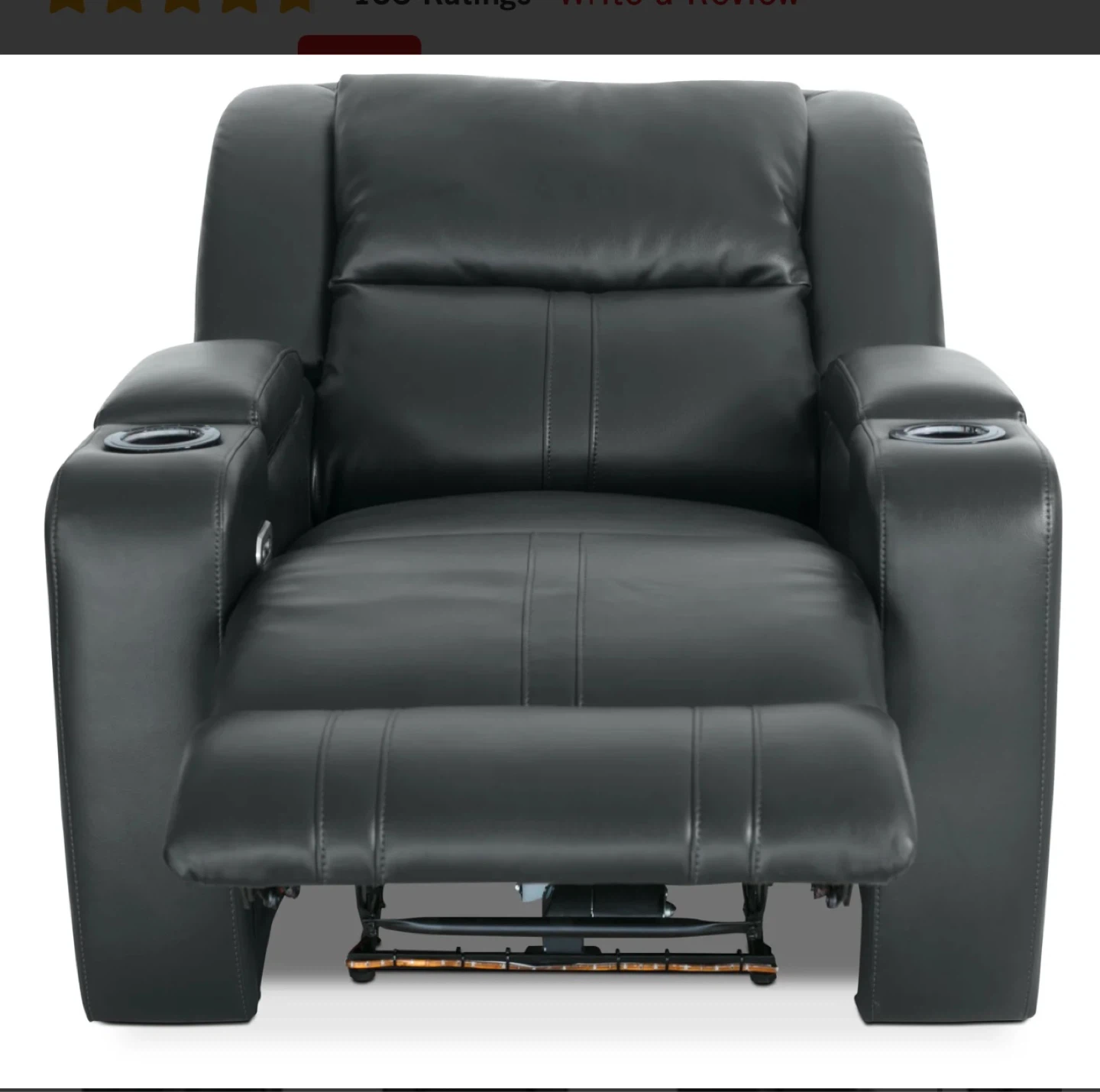 Black Leather Recliner with Cup Holders - photo 5