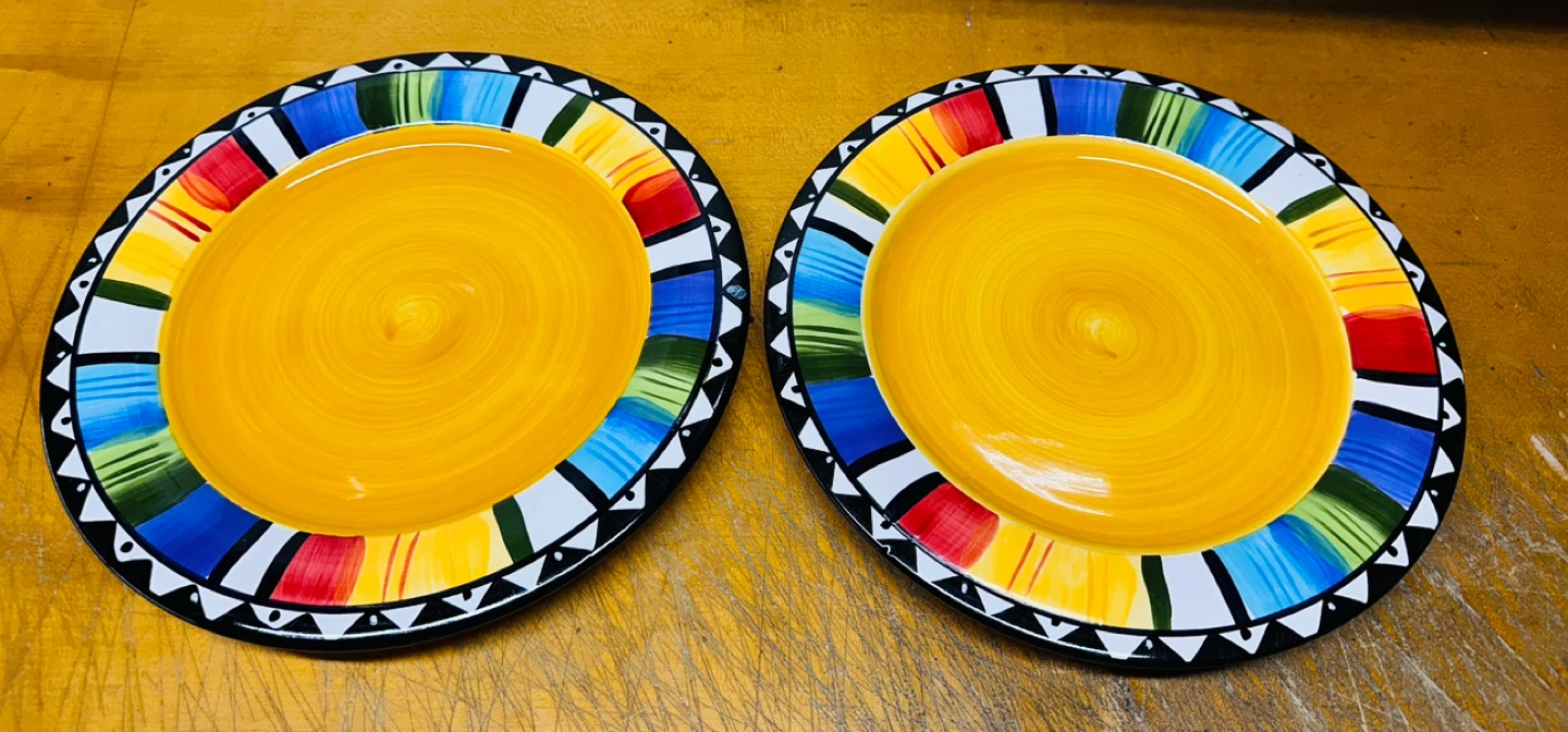 Lot of 2 Gibson elite Fandango Salad Plates Multicolor