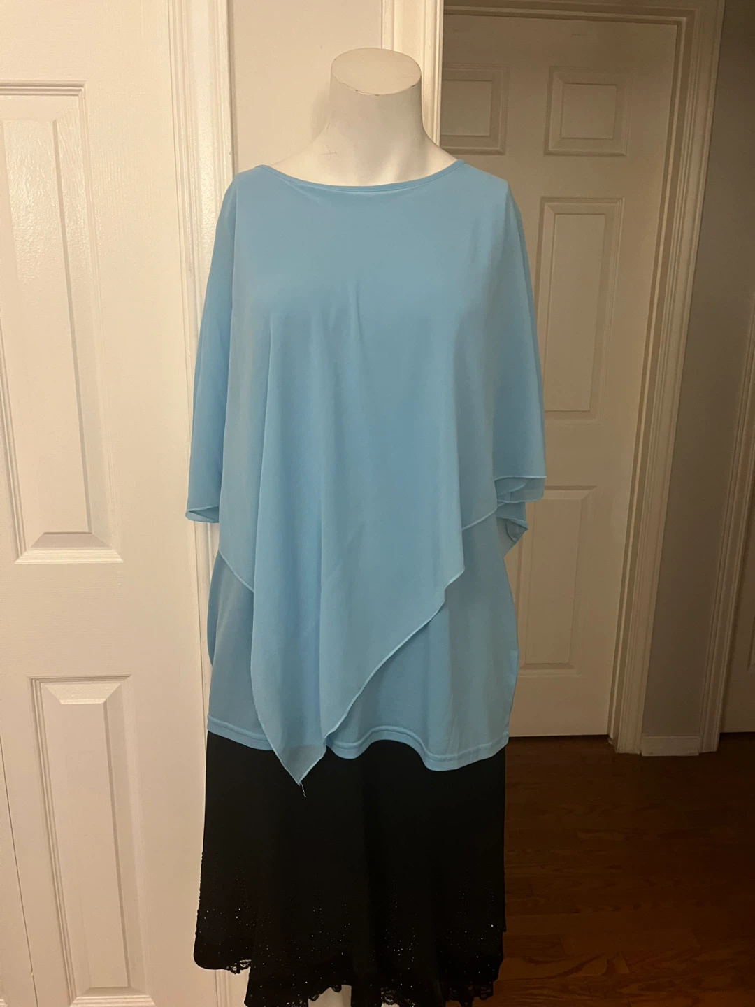 Light Blue Chiffon Overlay Top size X-Large - photo 2