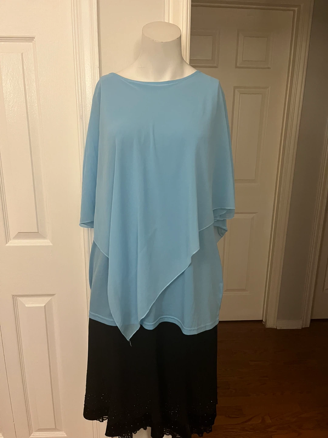 Light Blue Chiffon Overlay Top size X-Large