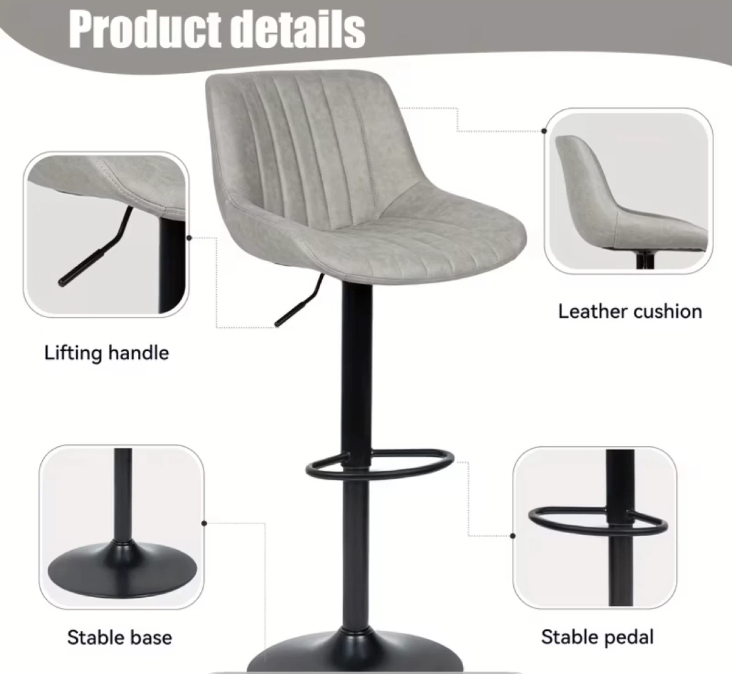 Grey Bar Stools - Set of 2 - photo 4