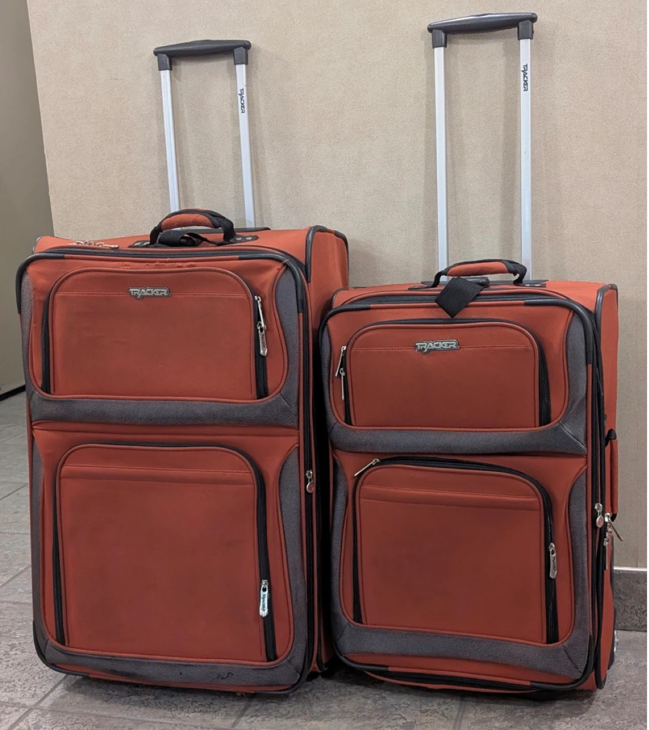 Tracker Luggage Set - 2 Red Rolling Suitcases