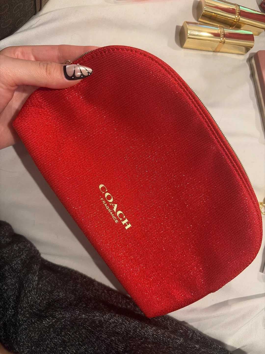 Coach Red Glitter Cosmetic Bag