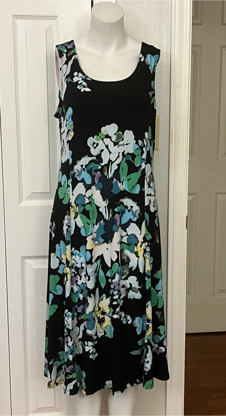 Tan Jay Floral Sleeveless Dress Size 12