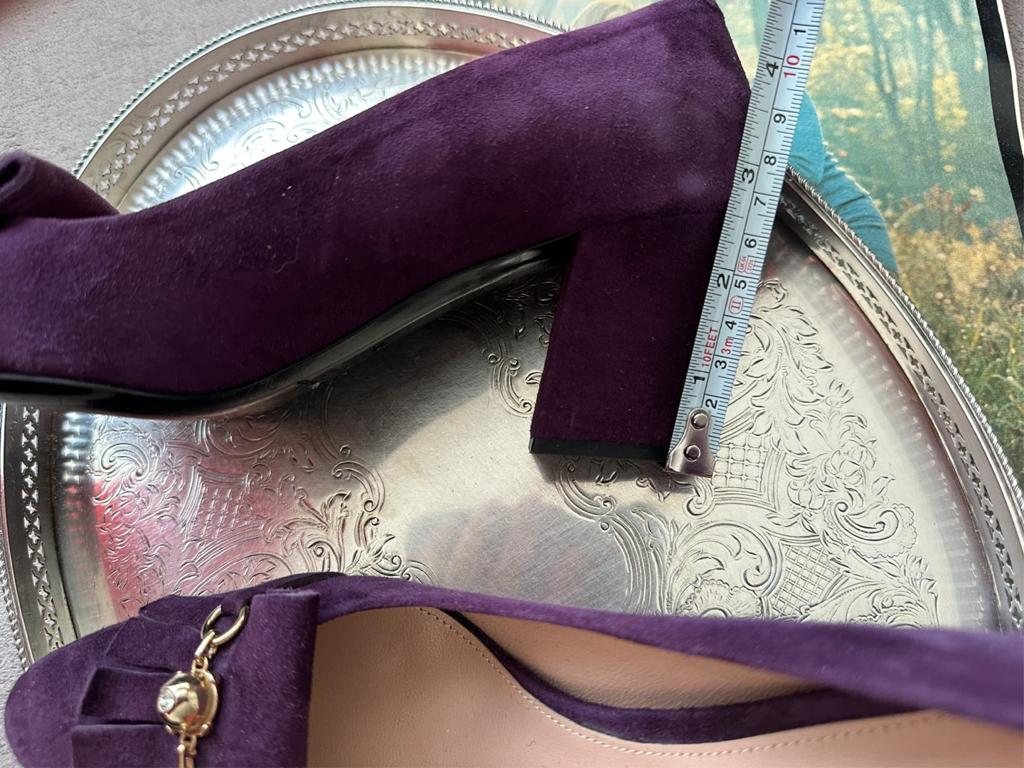Flore Mirabeau Purple Suede Pumps with Tassel Detail - photo 3