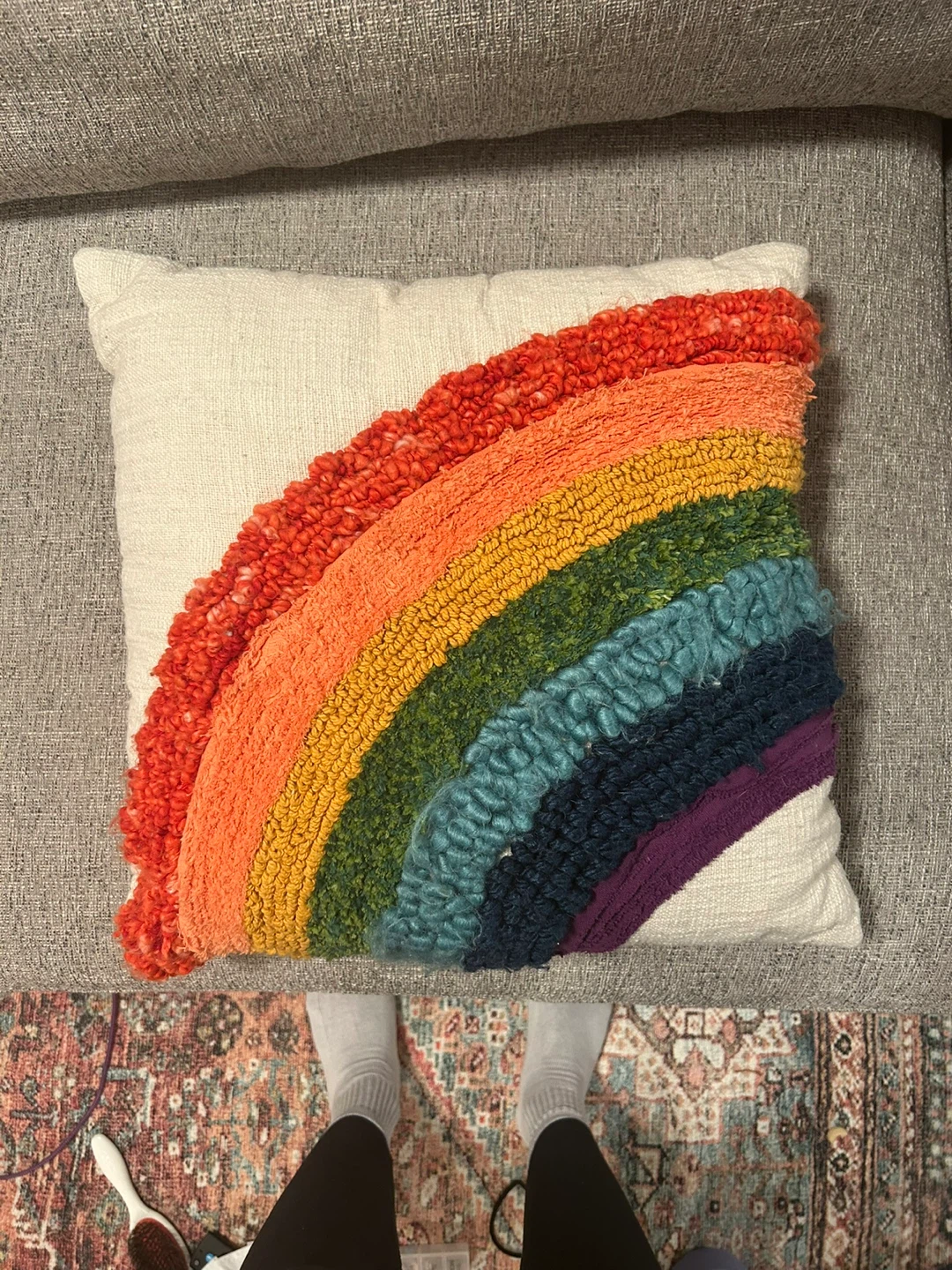 World Market Rainbow Tufted Pillow