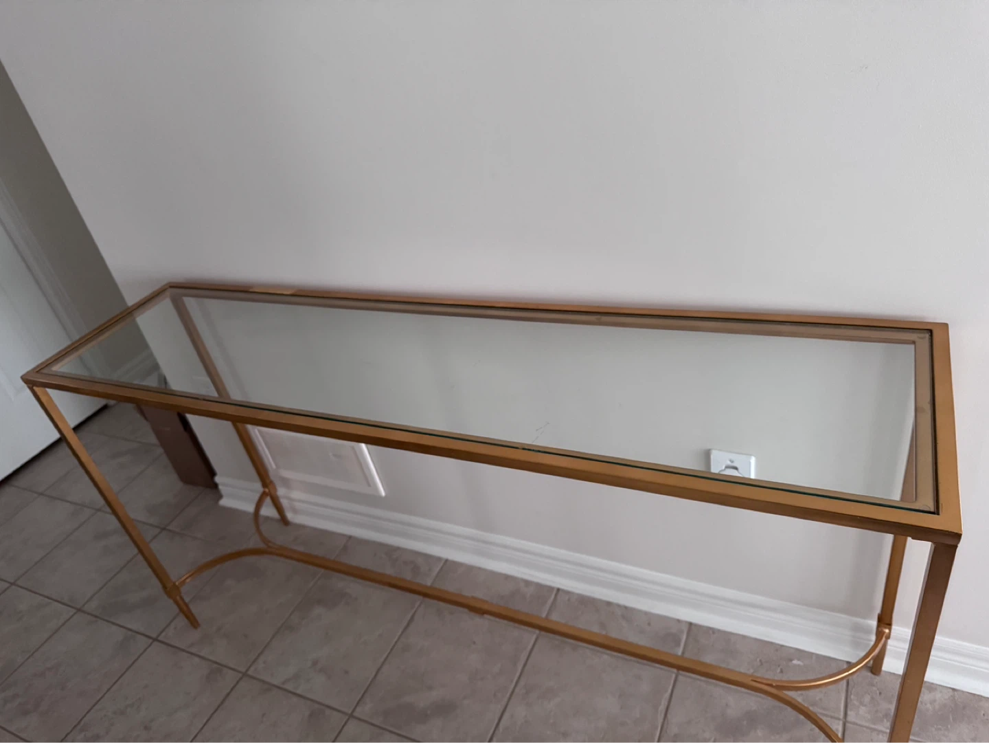 Gold Console Table with Glass Top - photo 2