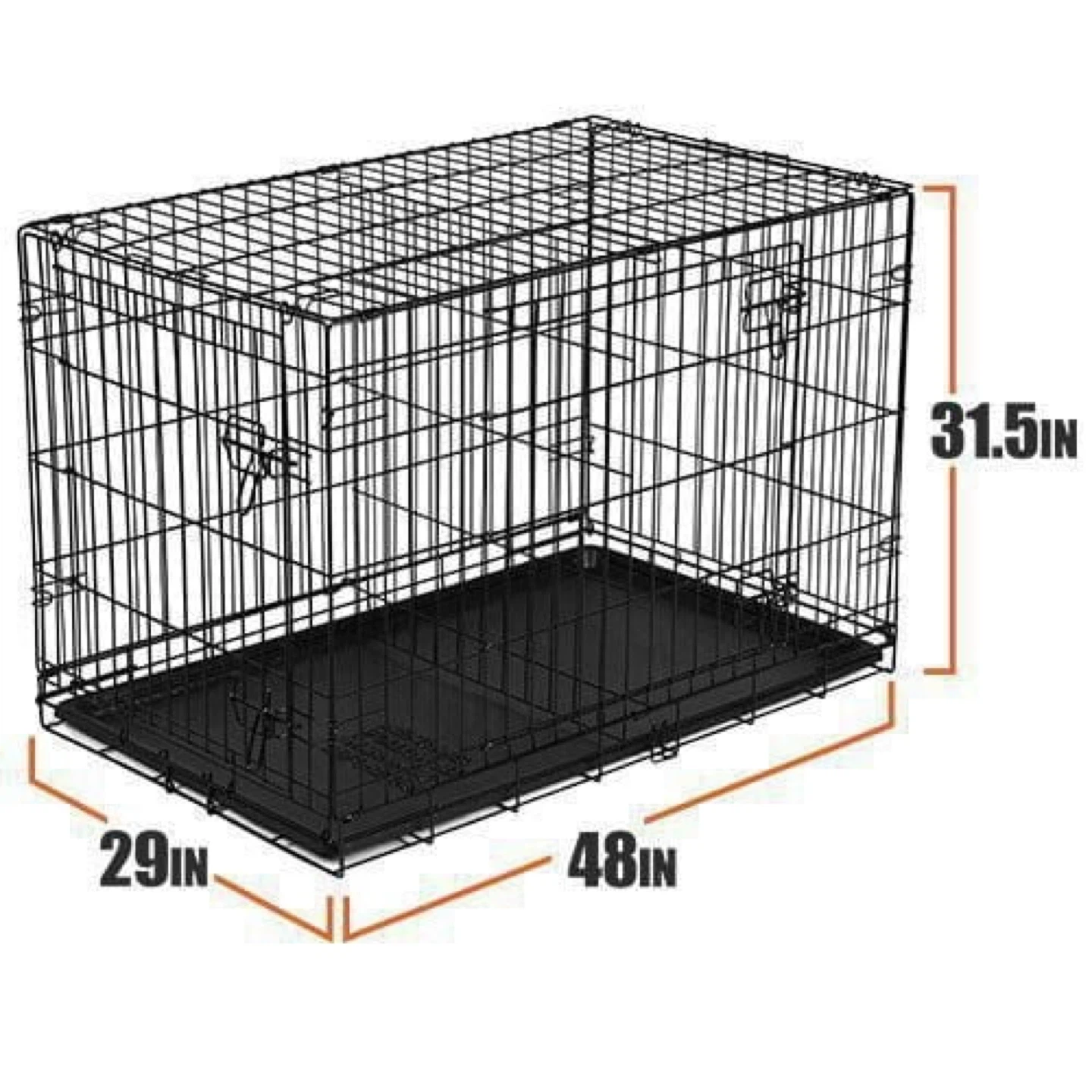 48" x 29" x 31.5" Folding Dog Crate with Leak-Resistant Tray - photo 2