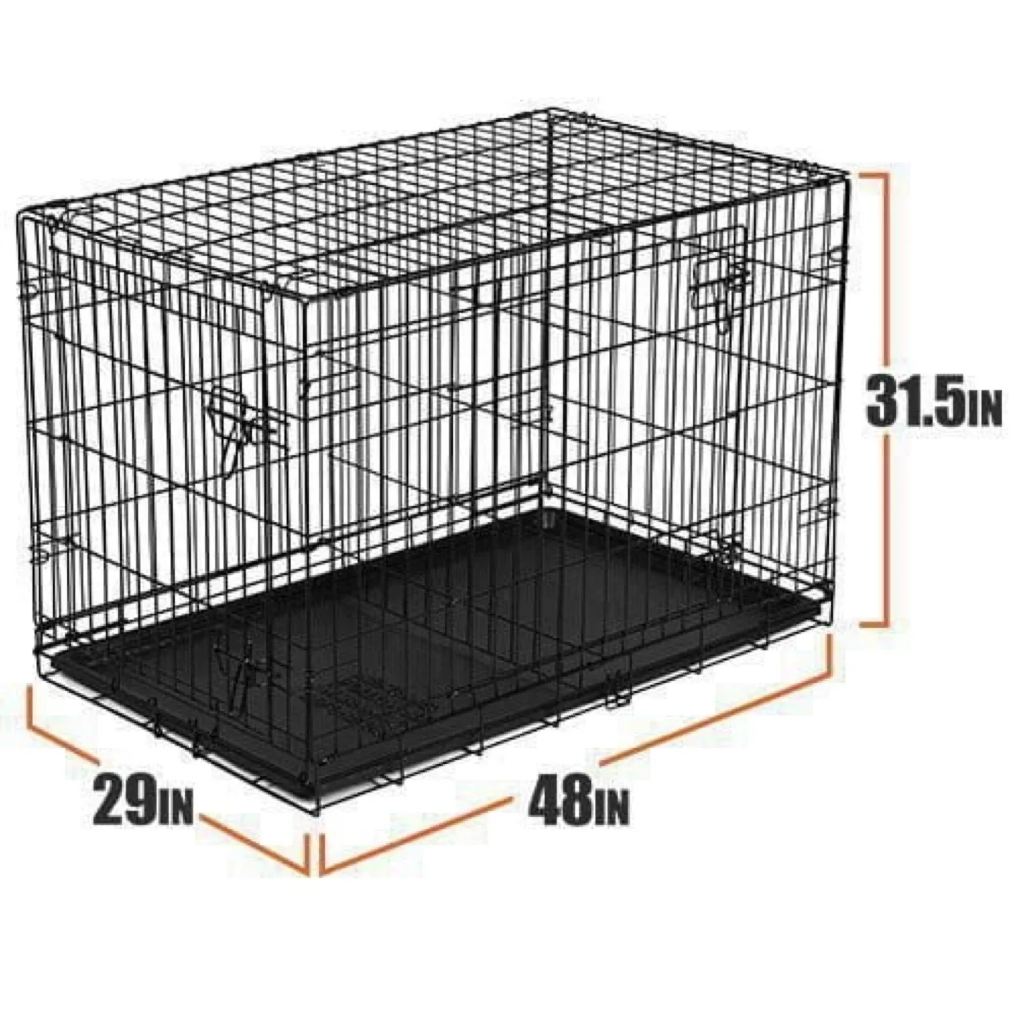 48" x 29" x 31.5" Folding Dog Crate with Leak-Resistant Tray - photo 2