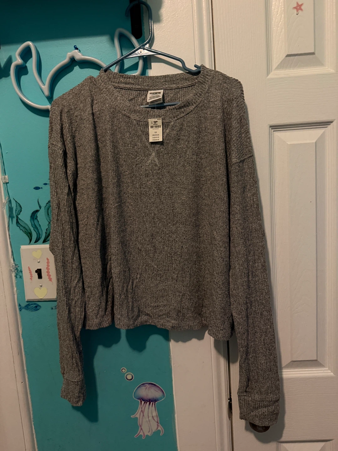 PINK by Victoria's Secret Gray Ribbed Long Sleeve Top - Large