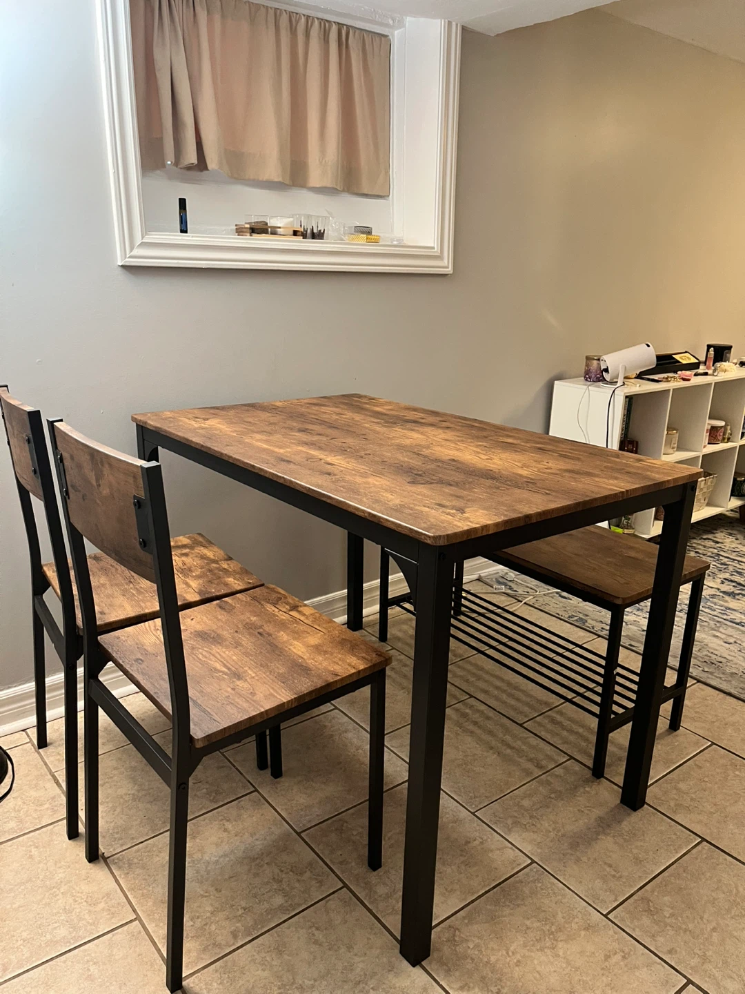 Dining Table Set with 2 Chairs and Bench