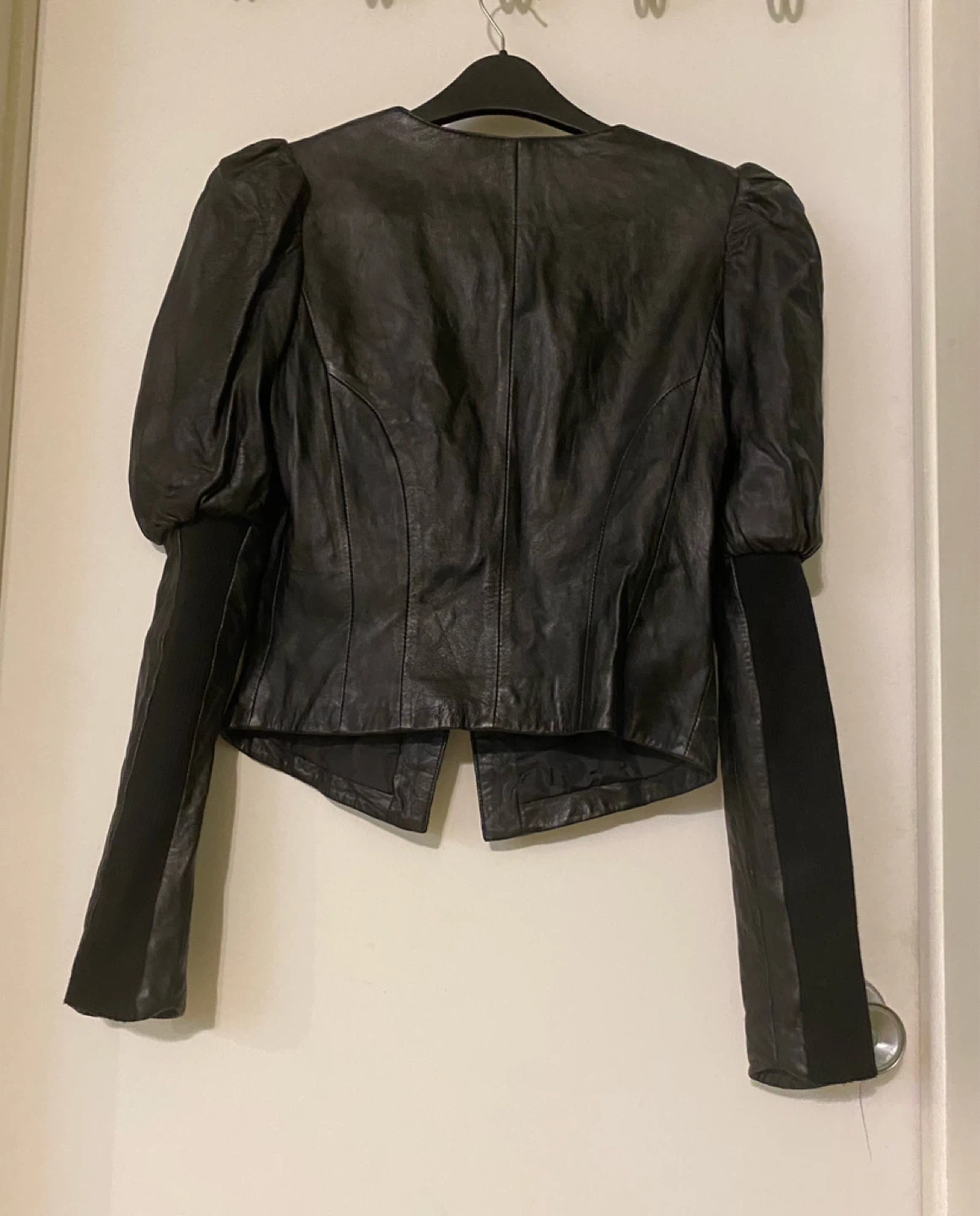 Cropped leather jacket - photo 2