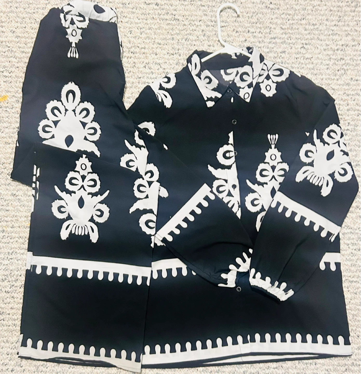 Black & White Printed Shirt and Pants Set