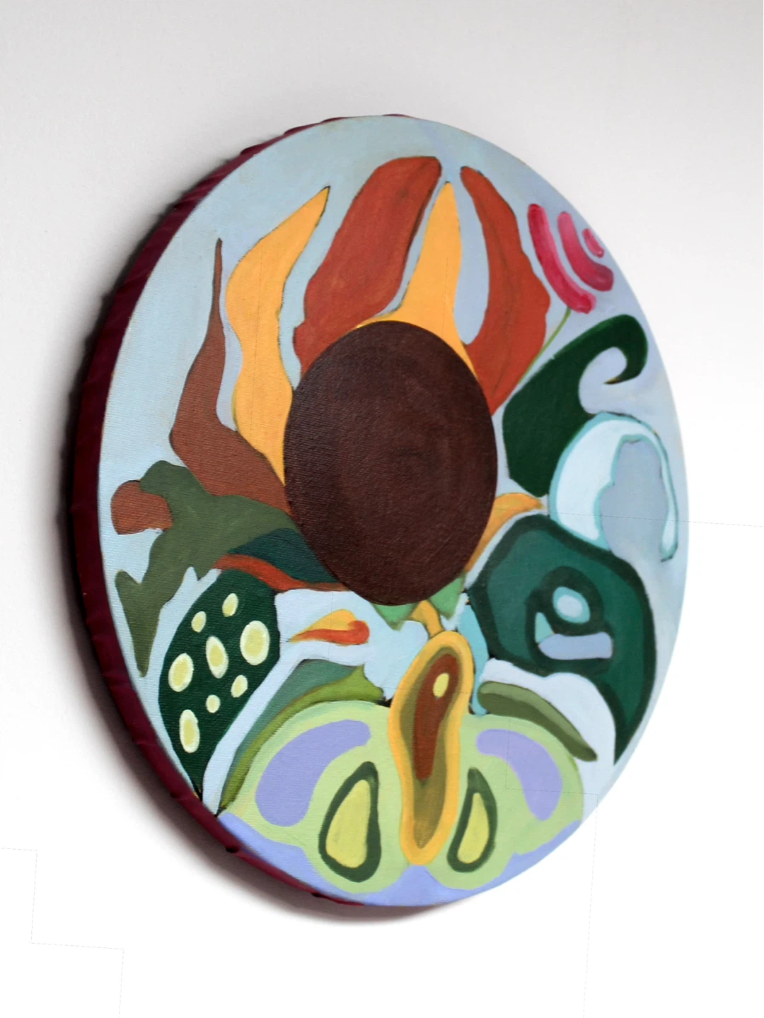 Original Floral Inspired Abstract Painting on circular canvas - photo 2