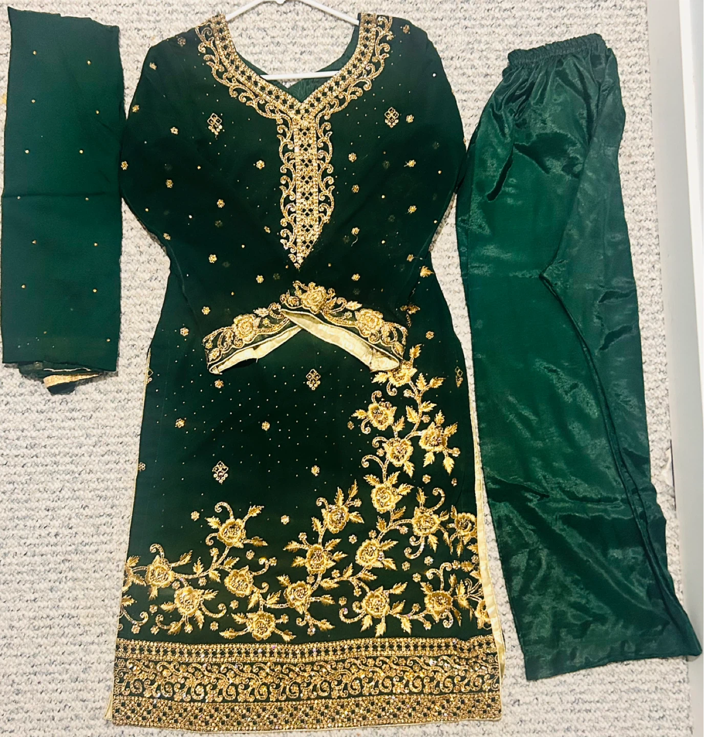 Emerald Green Embroidered Salwar Kameez with Dupatta