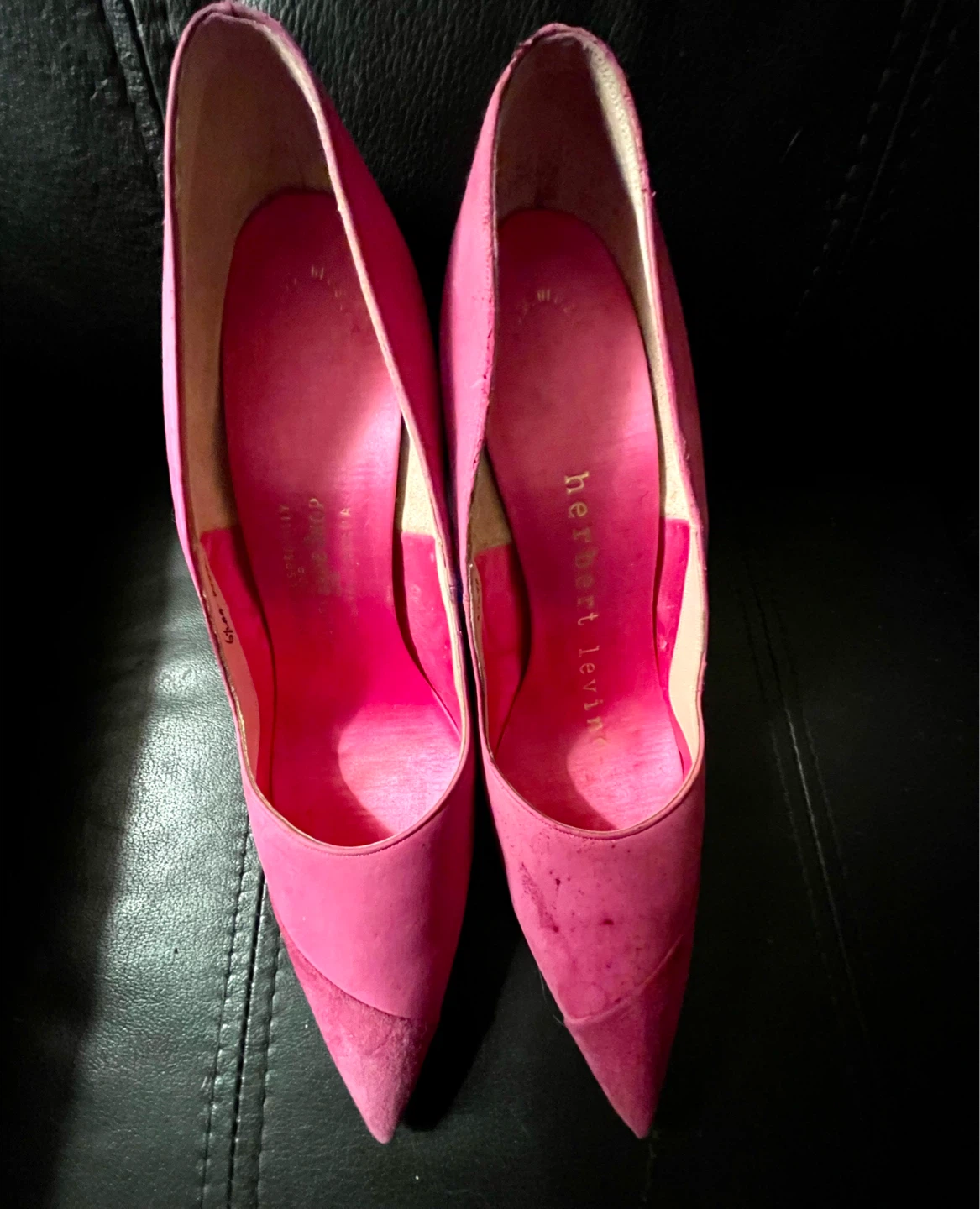 Vintage Herbert Levine Pink Suede Heels - photo 2