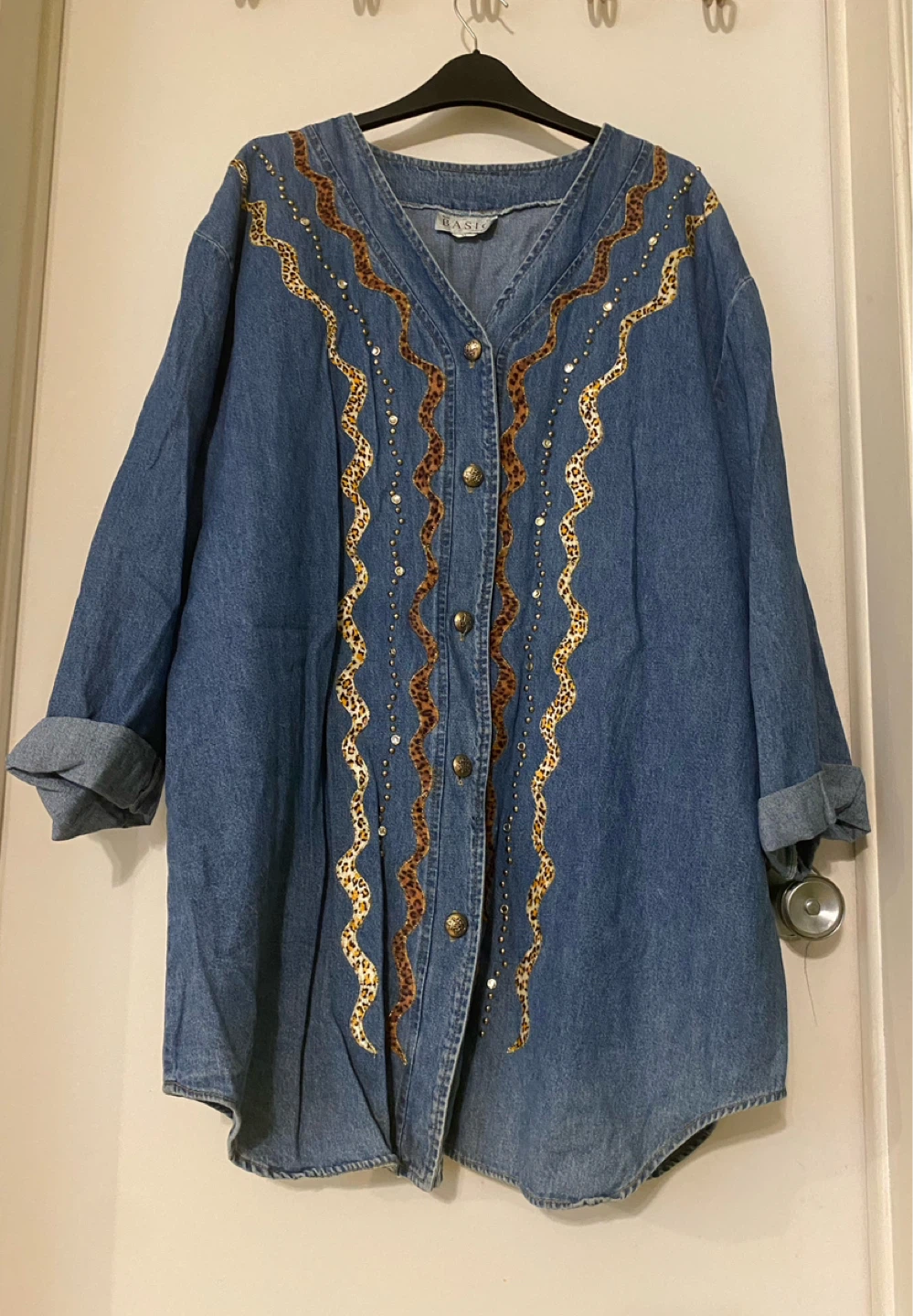 Embellished denim shirt