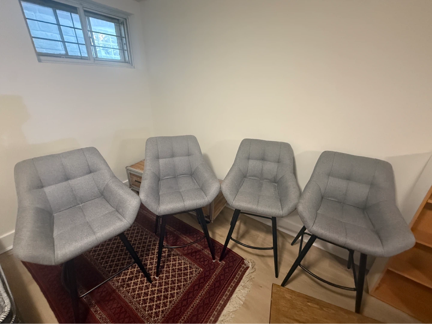 Grey Upholstered Bar Stools (Set of 4)