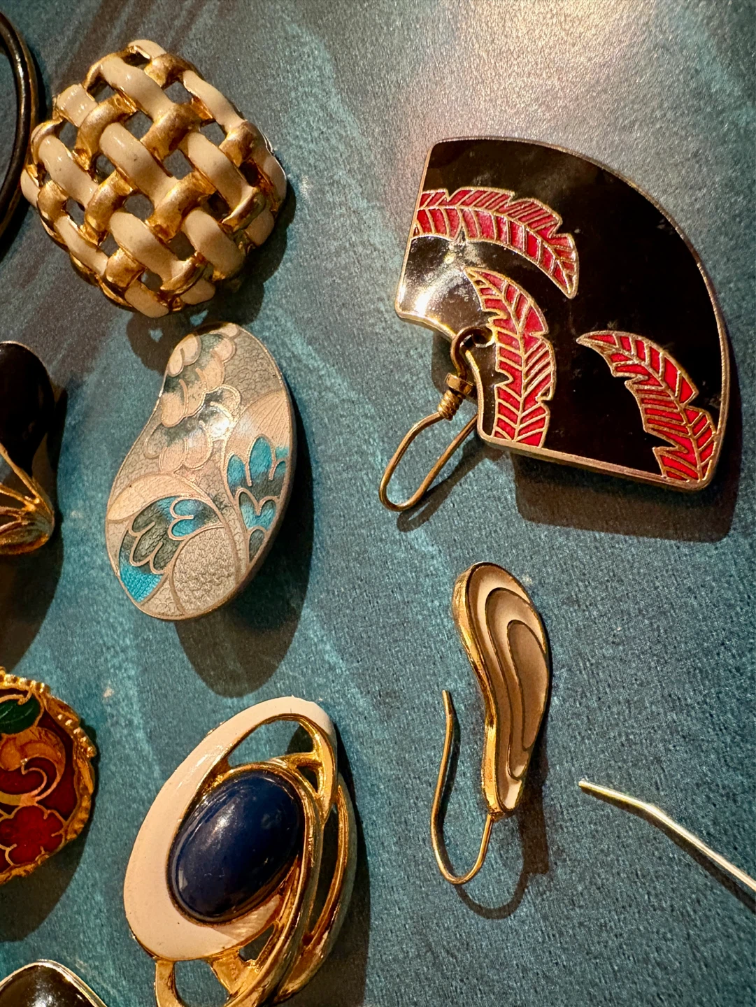 Single vintage enamel earrings