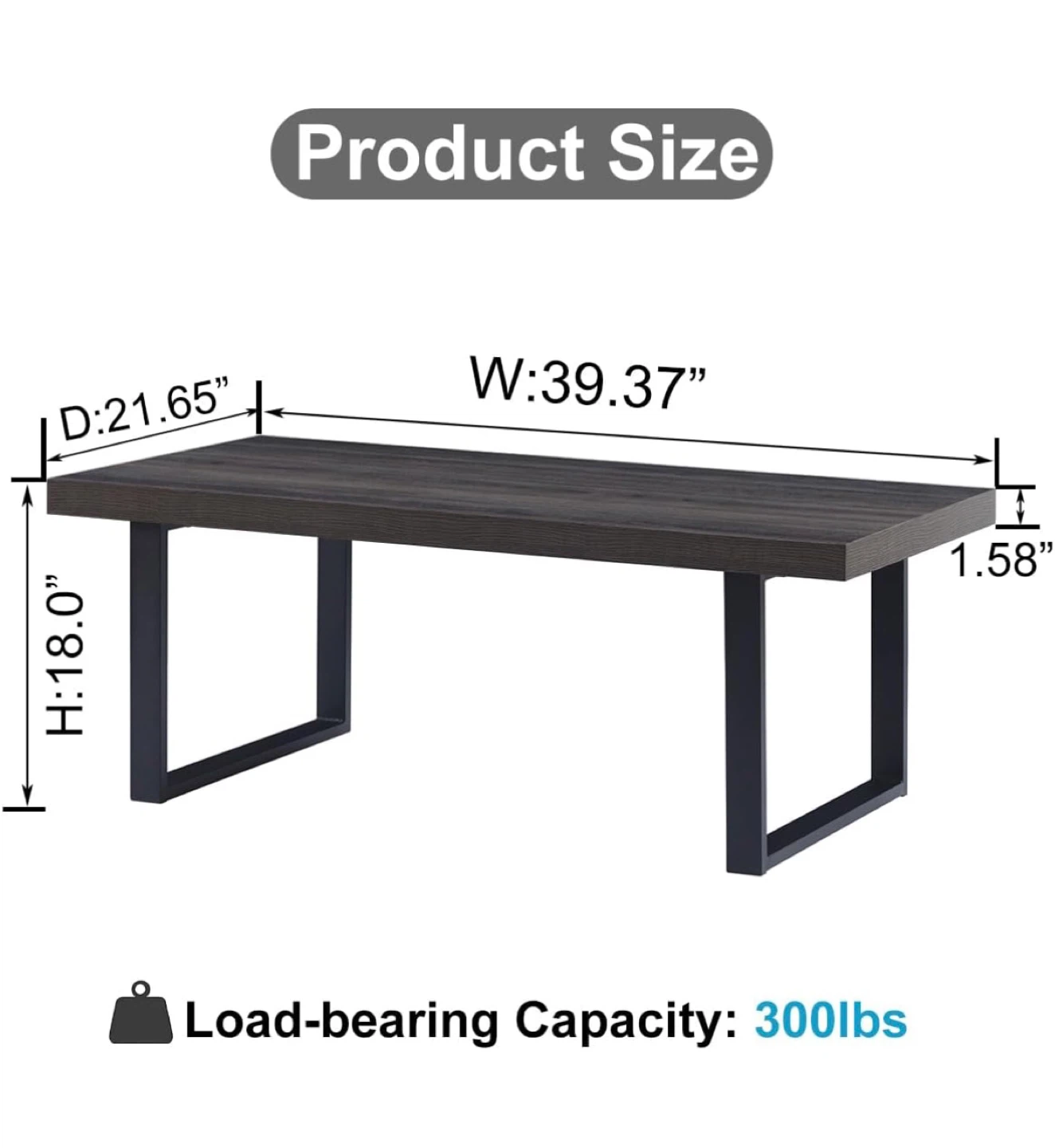 IBF 39-inch Coffee Table - Dark Wood Finish - photo 2