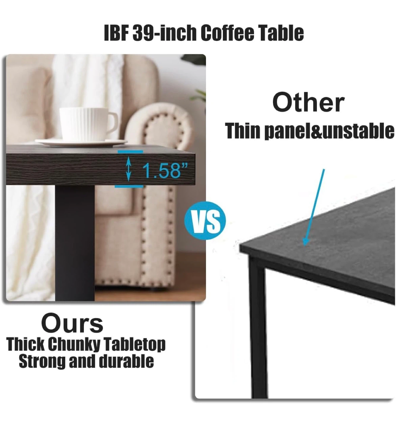 IBF 39-inch Coffee Table - Dark Wood Finish - photo 5