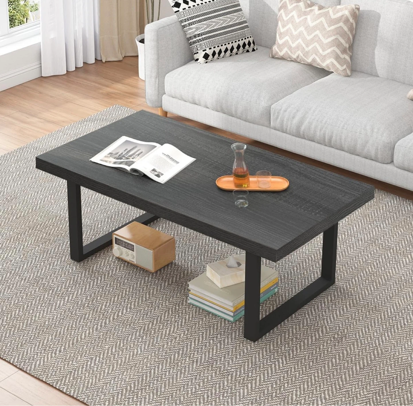 IBF 39-inch Coffee Table - Dark Wood Finish