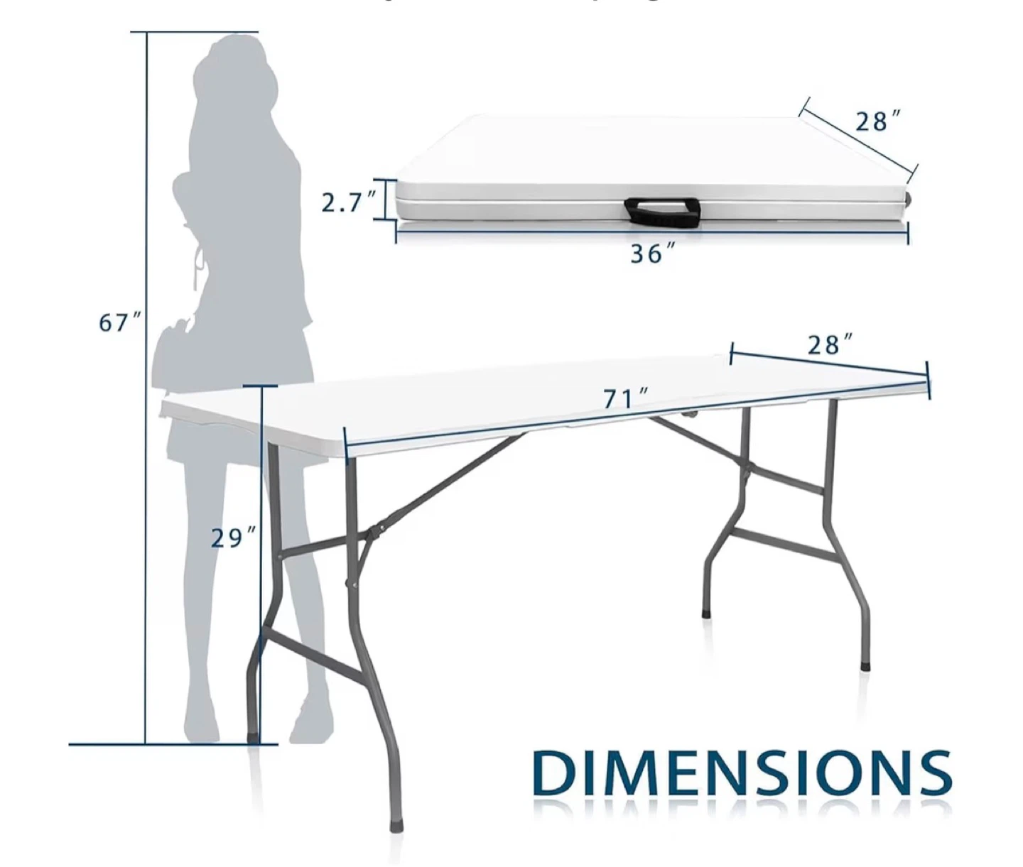 Folding Table - White, 6ft - photo 3